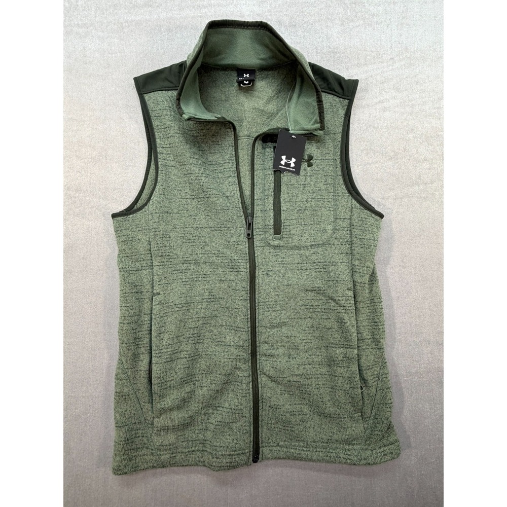 Under Armour Men's Specialist Vest Size Small Full Zip Heathered Olive Green